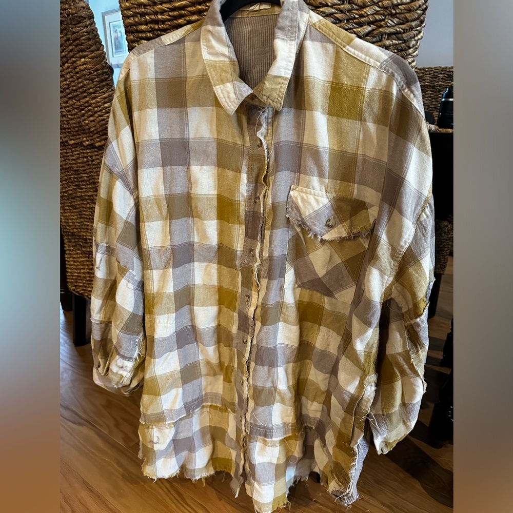 Easel yellow and tan checked shirt/dress